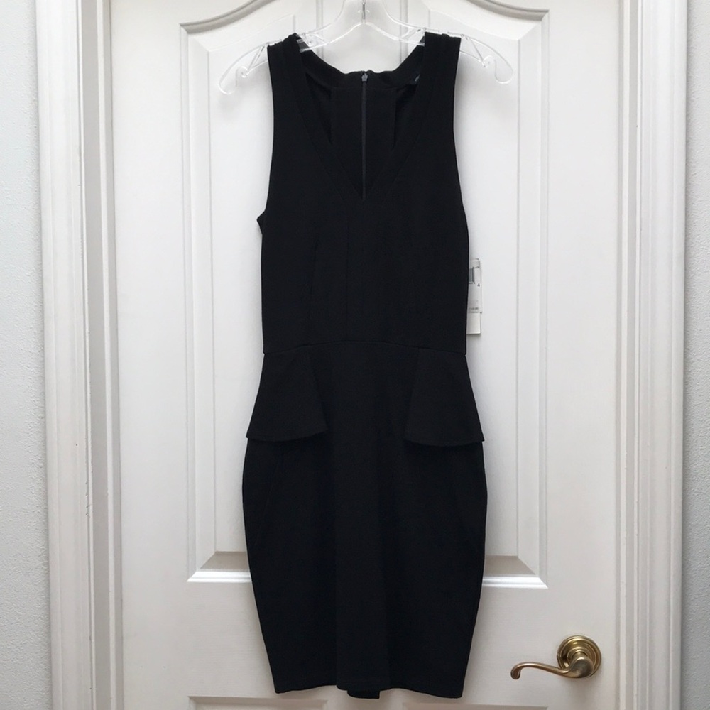 French Connection Black Knit Sleeveless Peplum Dress Size 4 - Zippered Back